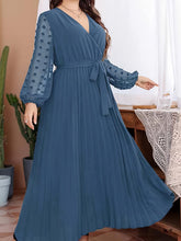 Load image into Gallery viewer, Plus Size Swiss Dot Tie Waist Maxi Dress
