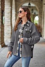 Load image into Gallery viewer, Plaid Collared Dropped Shoulder Jacket
