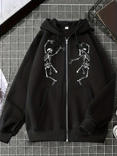 Load image into Gallery viewer, Long Sleeve Skeleton Graphic Hooded Jacket
