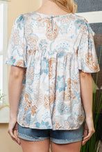 Load image into Gallery viewer, Printed Round Neck Short Sleeve Blouse
