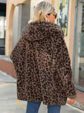 Load image into Gallery viewer, Leopard Hooded Coat with Pockets
