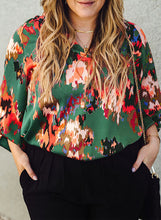 Load image into Gallery viewer, Plus Size Printed Johnny Collar Long Sleeve Blouse
