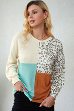 Load image into Gallery viewer, Leopard Patchwork Long Sleeve Top
