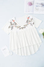 Load image into Gallery viewer, Embroidered V-Neck Babydoll Blouse
