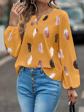 Load image into Gallery viewer, Printed Notched Neck Long Sleeve Blouse
