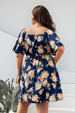 Load image into Gallery viewer, Plus Size Floral Print V-Neck Flutter Sleeve Mini Dress
