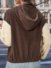 Load image into Gallery viewer, Two-Tone Zip-Up Dropped Shoulder Hooded Jacket
