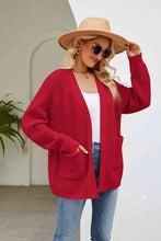 Load image into Gallery viewer, Open Front Long Sleeve Cardigan with Pockets
