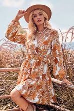 Load image into Gallery viewer, Printed Surplice Neck Long Sleeve Dress
