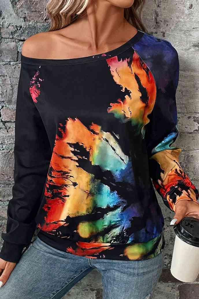 Tie-Dye Boat Neck Sweatshirt