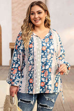 Load image into Gallery viewer, Plus Size Floral Tie Neck Blouse
