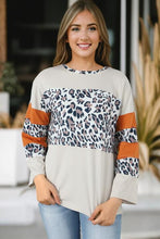 Load image into Gallery viewer, Leopard Long Sleeve Slit T-Shirt
