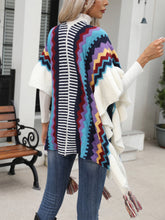 Load image into Gallery viewer, Striped Open Front Poncho with Tassels
