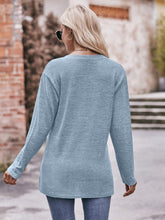 Load image into Gallery viewer, Buttoned Notched Neck Long Sleeve Top
