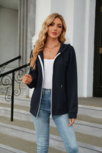 Load image into Gallery viewer, Zip-Up Hooded Jacket with Pockets
