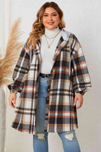 Load image into Gallery viewer, Plus Size Plaid Drop Shoulder Hooded Coat
