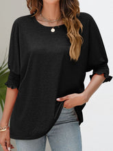 Load image into Gallery viewer, Smocked Flounce Sleeve Round Neck T-Shirt
