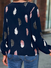 Load image into Gallery viewer, Printed Notched Neck Long Sleeve Blouse
