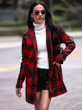 Load image into Gallery viewer, Plaid Shawl Collar Coat with Pockets
