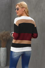 Load image into Gallery viewer, Round Neck Color Block Dropped Shoulder Knit Top
