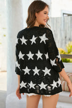 Load image into Gallery viewer, Star Pattern Round Neck Distressed Top

