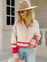 Load image into Gallery viewer, Color Block Half Zip Knit Top
