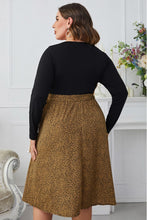Load image into Gallery viewer, Plus Size Leopard Long Sleeve Round Neck Dress
