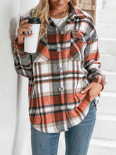 Load image into Gallery viewer, Plaid Collared Neck Button Down Jacket
