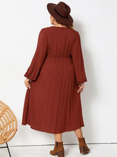 Load image into Gallery viewer, Plus Size Lace Detail V-Neck Balloon Sleeve Dress
