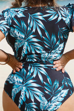 Load image into Gallery viewer, Plus Size Botanical Print Zip-Up One-Piece Swimsuit
