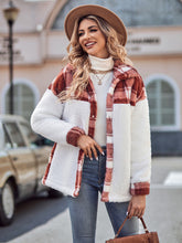 Load image into Gallery viewer, Plaid Dropped Shoulder Teddy Jacket
