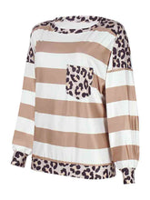 Load image into Gallery viewer, Striped Leopard Long Sleeves Top
