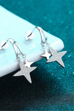 Load image into Gallery viewer, Moissanite Star Rhodium-Plated Drop Earrings
