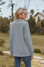 Load image into Gallery viewer, Collared Neck Cable-Knit Long Sleeve Blouse
