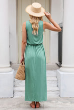 Load image into Gallery viewer, Round Neck Slit Sleeveless Dress with Pockets
