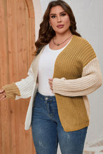 Load image into Gallery viewer, Plus Size Color Block Dropped Shoulder Cardigan

