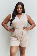 Load image into Gallery viewer, Zenana Forever Yours Full Size V-Neck Sleeveless Romper in Sand
