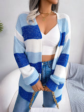 Load image into Gallery viewer, Striped Rib-Knit Open Front Longline Cardigan
