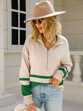 Load image into Gallery viewer, Color Block Half Zip Knit Top
