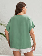 Load image into Gallery viewer, Plus Size Buttoned V-Neck Short Sleeve Top
