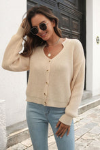 Load image into Gallery viewer, Button-Down Dropped Shoulder Ribbed Cardigan
