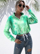Load image into Gallery viewer, Tie-Dye Quarter Zip Dropped Shoulder Sweatshirt
