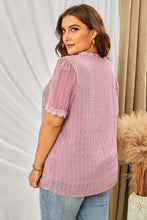 Load image into Gallery viewer, Plus Size Swiss Dot Spliced Lace V-Neck Blouse
