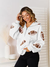 Load image into Gallery viewer, Sequin Football Patch Hal-Zip Hoodie
