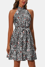 Load image into Gallery viewer, Printed Tie Waist Frill Trim Dress
