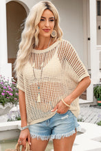 Load image into Gallery viewer, Openwork Round Neck Half Sleeve Knit Top
