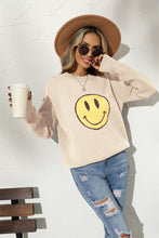 Load image into Gallery viewer, Round Neck Long Sleeve Smily Face Graphic Sweater
