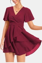 Load image into Gallery viewer, Surplice Neck Flutter Sleeve Dress
