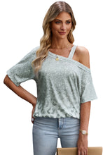 Load image into Gallery viewer, Leopard Asymmetrical Neck Cold-Shoulder Blouse
