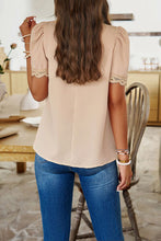 Load image into Gallery viewer, Ruched Mock Neck Short Sleeve Blouse
